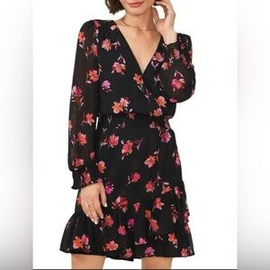 Vince Camuto size  M woman Pink and Orange Wrap Ruffled Long Sleeve Dress